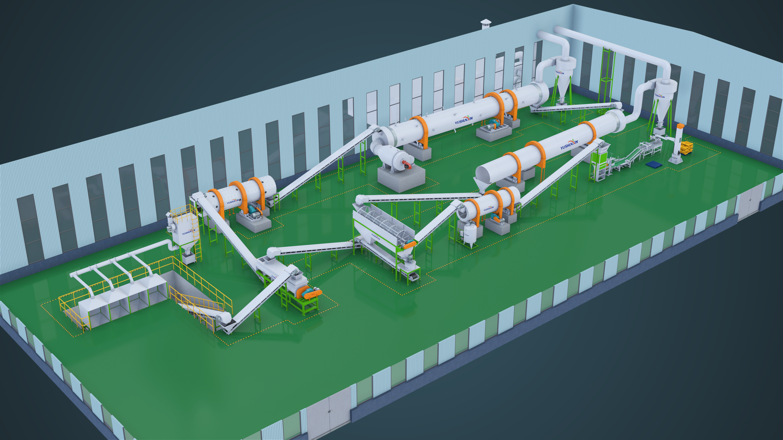 3D layout of a compound and NPK fertilizer production line